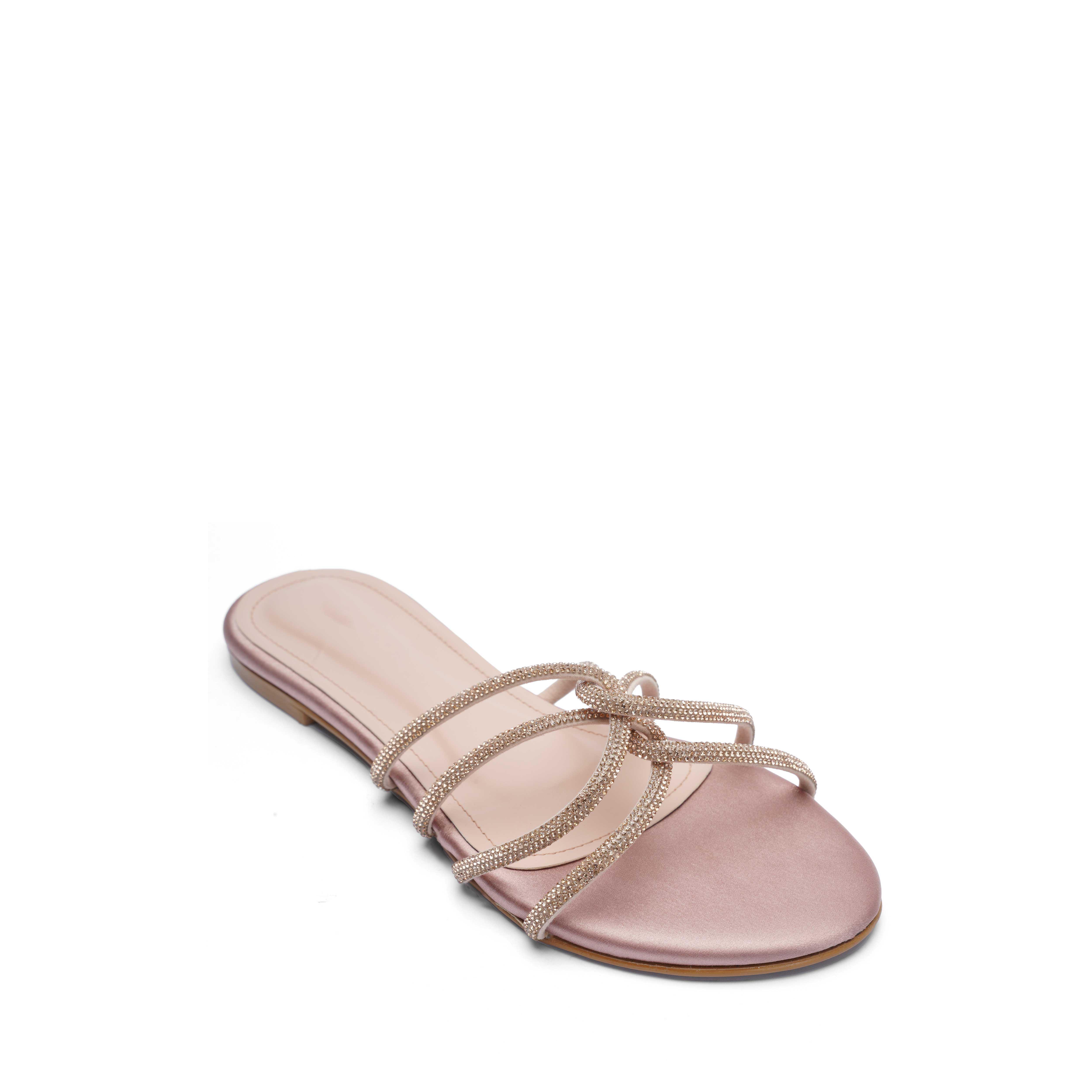 Gem-Embellish Chain Chappal | Peach