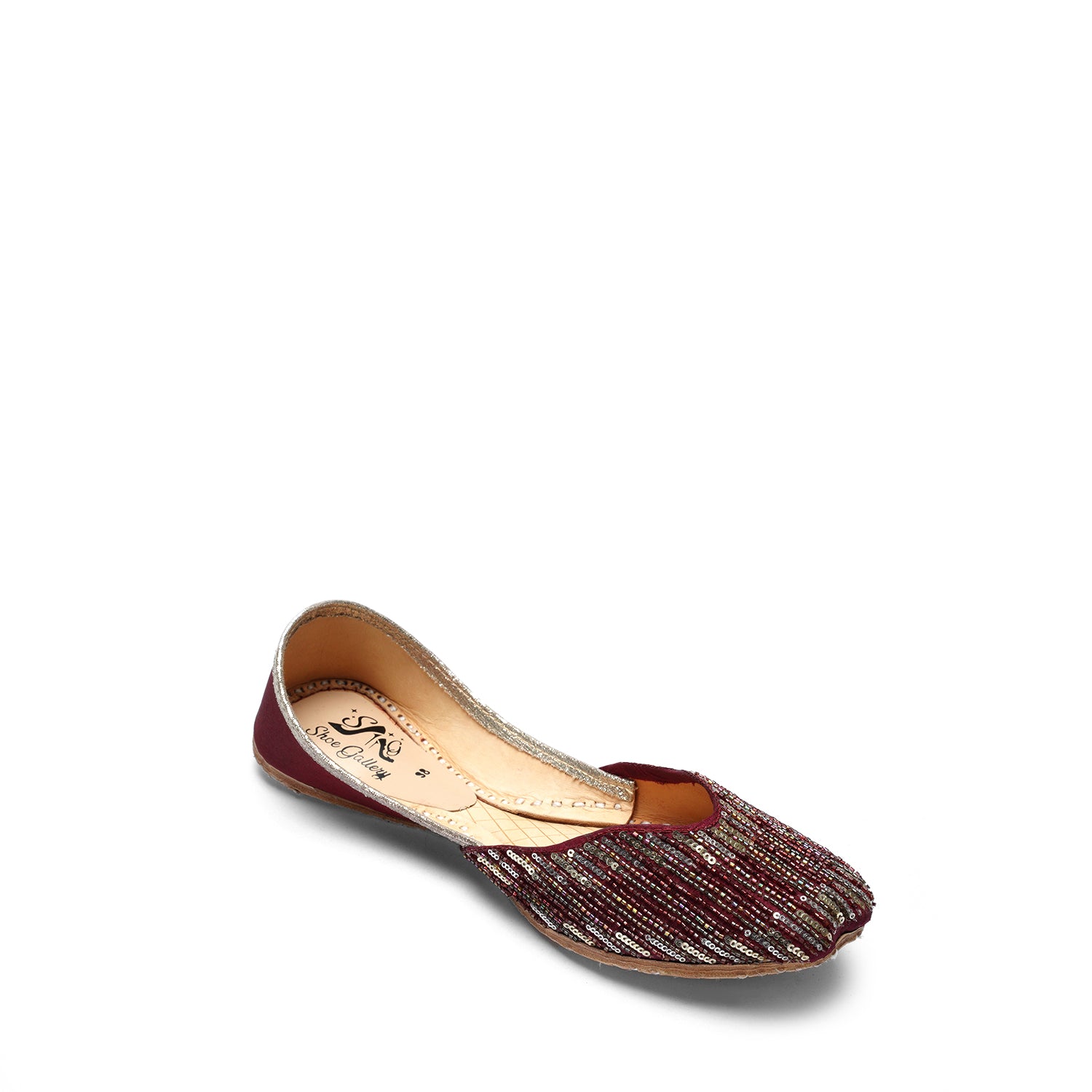 Fancy Maroon Leather Khussa