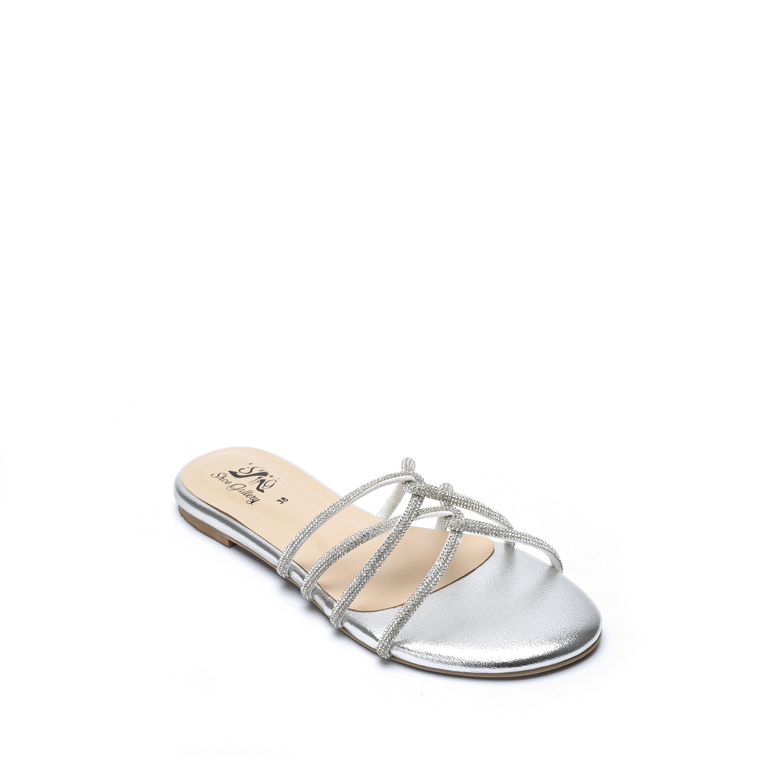 Gem-Embellish Chain Chappal | Silver