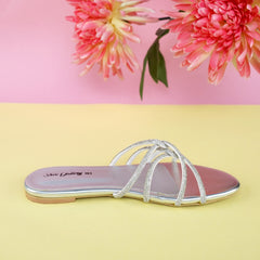 Gem-Embalish Silver Chain Chappal