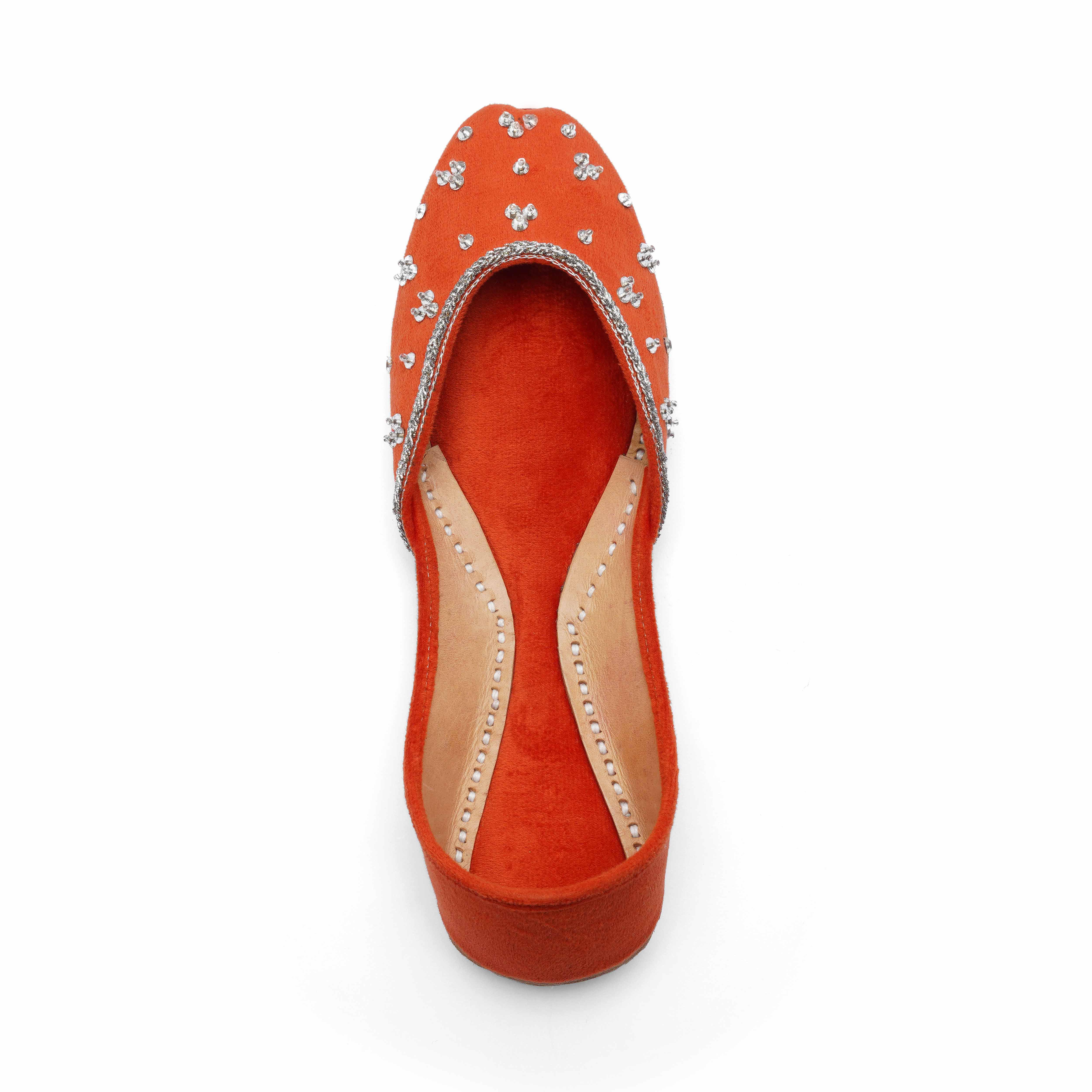 Orchid Fancy Leather Khusa | Orange