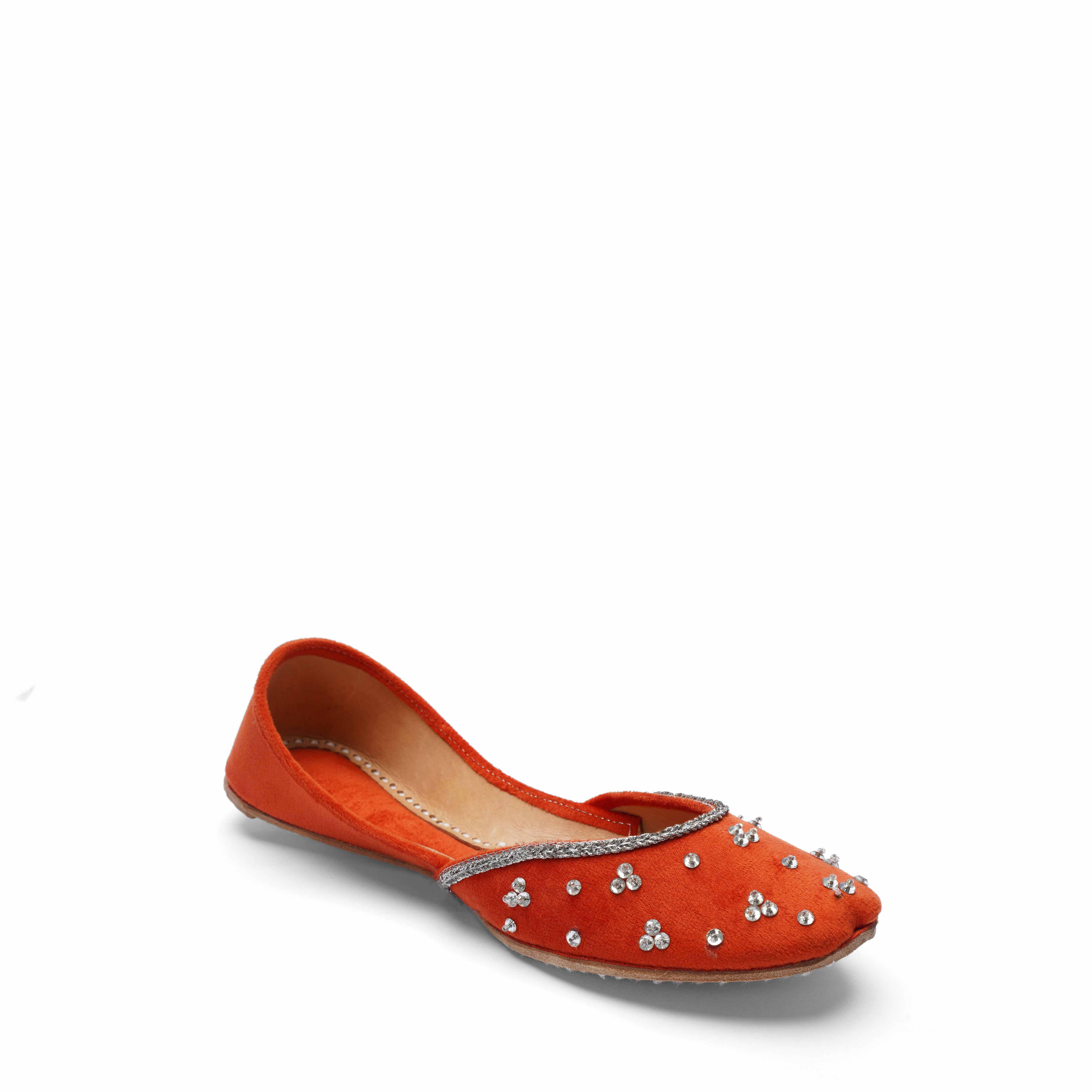 Orchid Fancy Leather Khusa | Orange