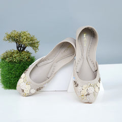 Grey Vibrant Beaded embroided khussa