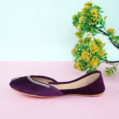 Purple Velvet Leather Khussa