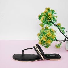 Poomy Black Kolhapuri Chappal