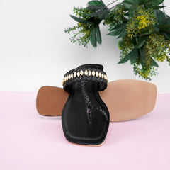 Poomy Black Kolhapuri Chappal