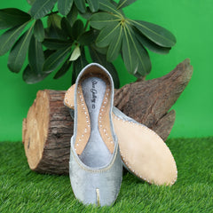 Grey Velvet Leather Khusa