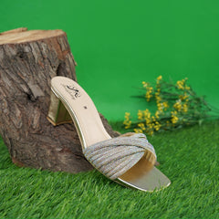 Golden Flora Slide Block Heel