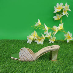 Golden Flora Slide Block Heel
