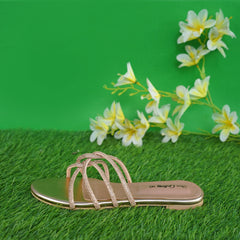 Gem-Embalish Peach Chain Chappal