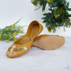 Mustard Vibrant Beaded embroided khussa