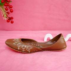 Brown Embroided lather khussa