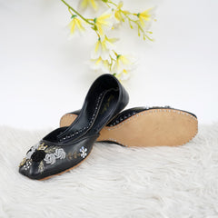 Black Vibrant Beaded embroided khussa