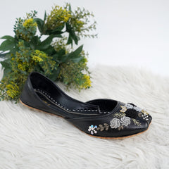 Black Vibrant Beaded embroided khussa