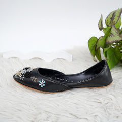 Black Vibrant Beaded embroided khussa