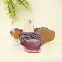Pink Flora Slide Block Heel