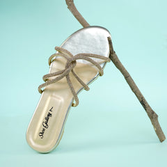 Gem-Embalish Golden Chain Chappal