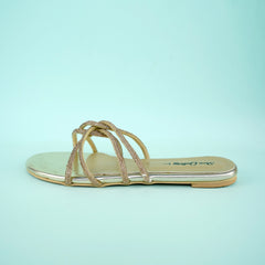 Gem-Embalish Golden Chain Chappal