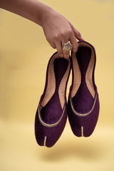 Purple Velvet Leather Khussa