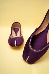 Purple Velvet Leather Khussa