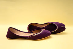 Purple Velvet Leather Khussa