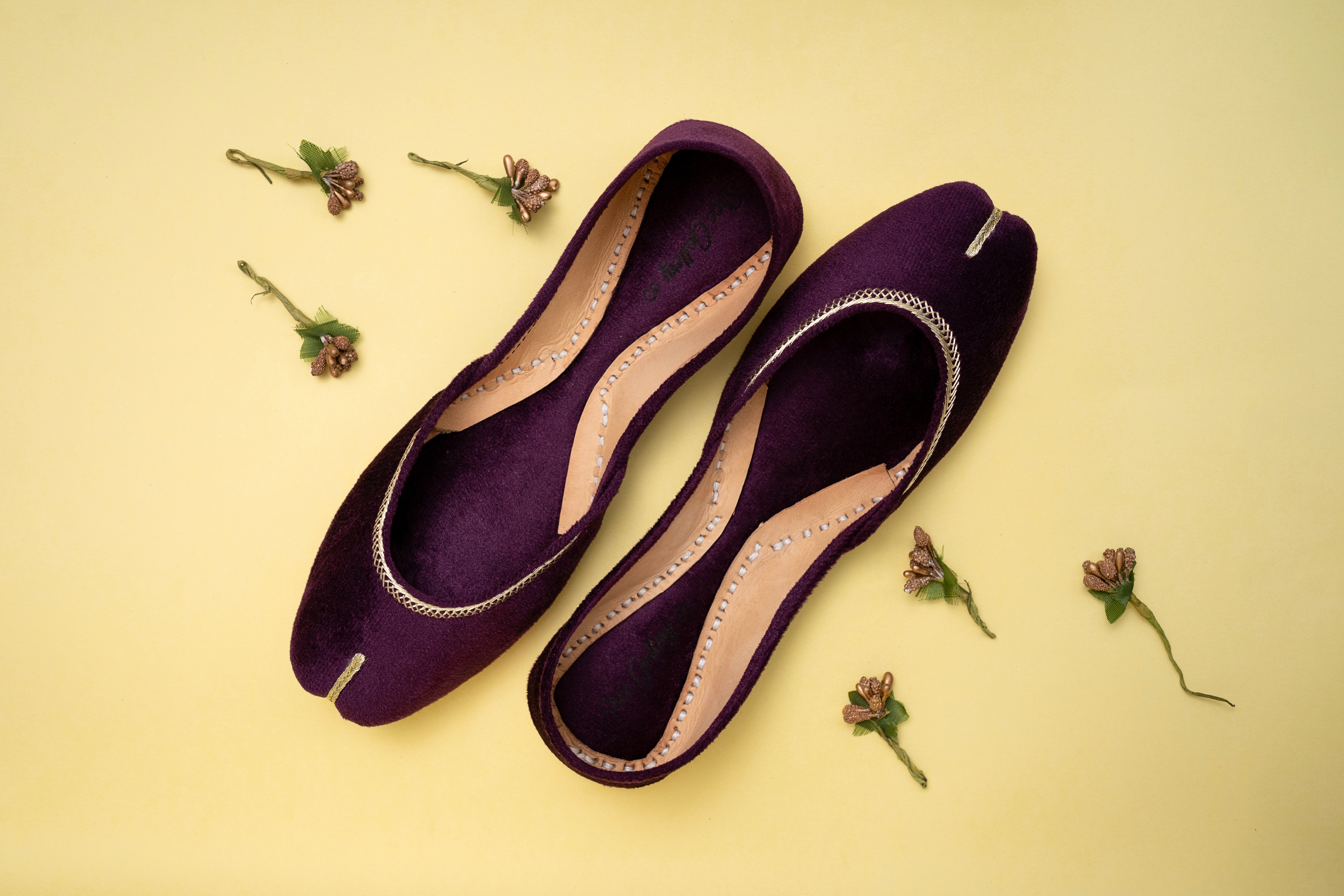 Purple Velvet Leather Khussa